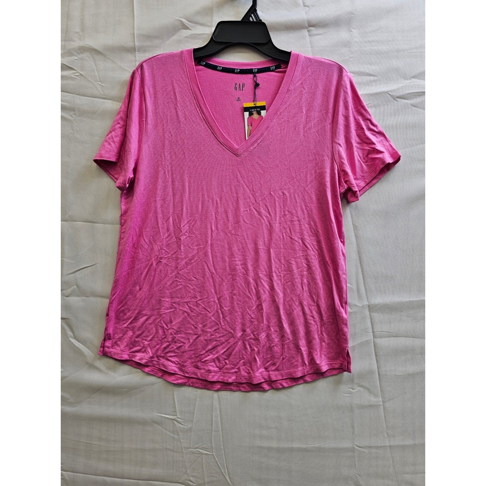GAP Womens V-Neck Tee‎ Pink Short Sleeve Rayon Spandex T-Shirt GP007932 Size M